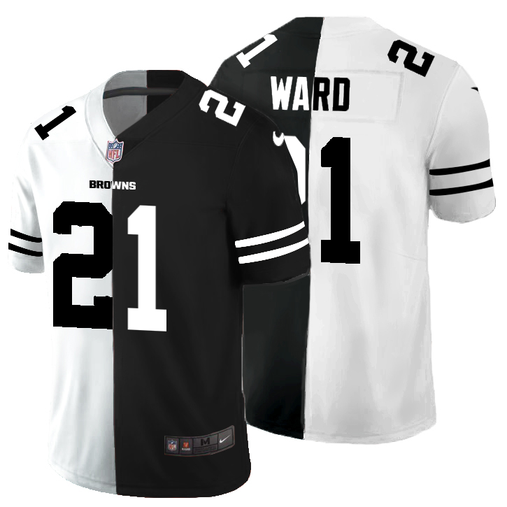 Cleveland Browns #21 Denzel Ward Men's Black V White Peace Split Nike Vapor Untouchable Limited NFL Jersey