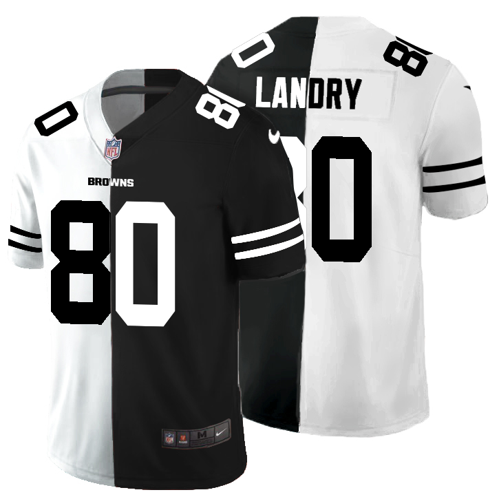 Cleveland Browns #80 Jarvis Landry Men's Black V White Peace Split Nike Vapor Untouchable Limited NFL Jersey