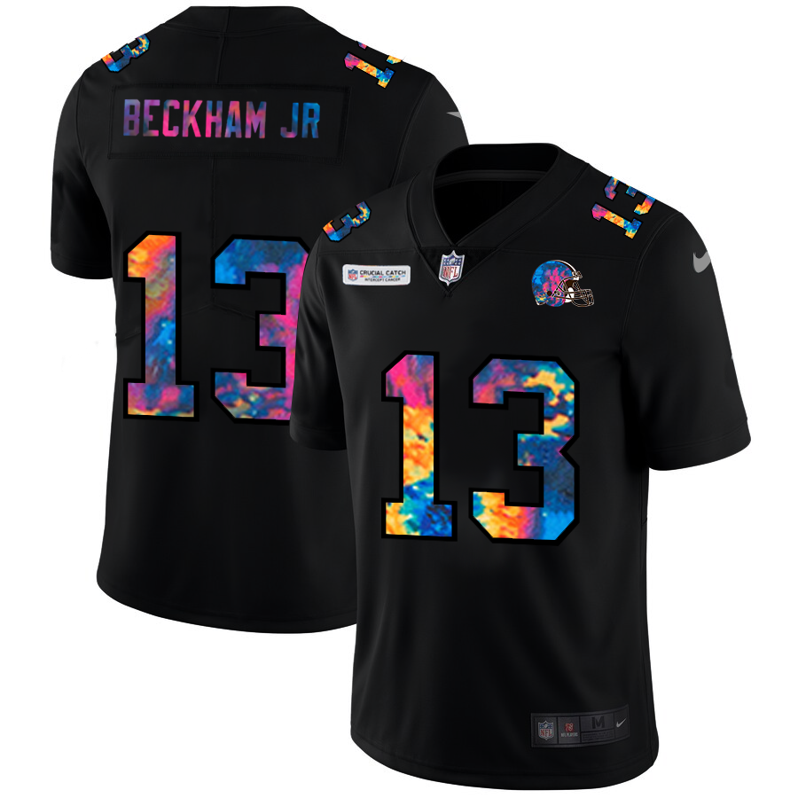 Cleveland Browns #13 Odell Beckham Jr. Men's Nike Multi-Color Black 2020 NFL Crucial Catch Vapor Untouchable Limited Jersey