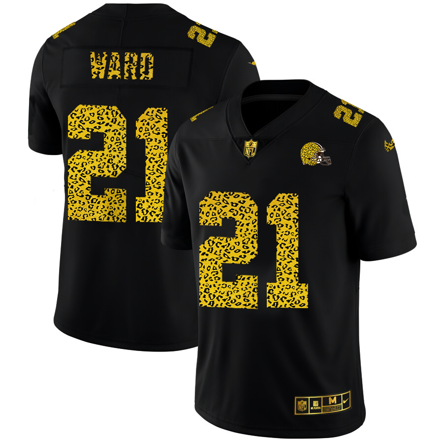 Cleveland Browns #21 Denzel Ward Men's Nike Leopard Print Fashion Vapor Limited NFL Jersey Black