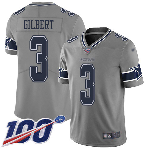 Nike Cowboys #3 Garrett Gilbert Gray Men's Stitched NFL Limited Inverted Legend 100th Season Jersey