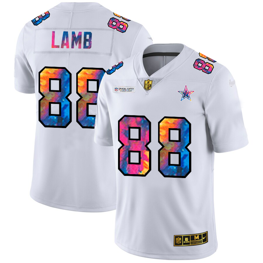 Dallas Cowboys #88 CeeDee Lamb Men's White Nike Multi-Color 2020 NFL Crucial Catch Limited NFL Jersey