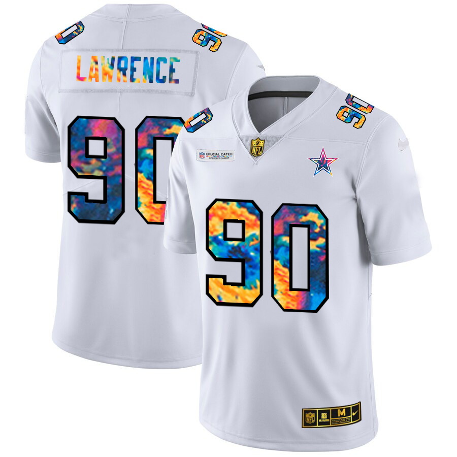 Dallas Cowboys #90 Demarcus Lawrence Men's White Nike Multi-Color 2020 NFL Crucial Catch Limited NFL Jersey