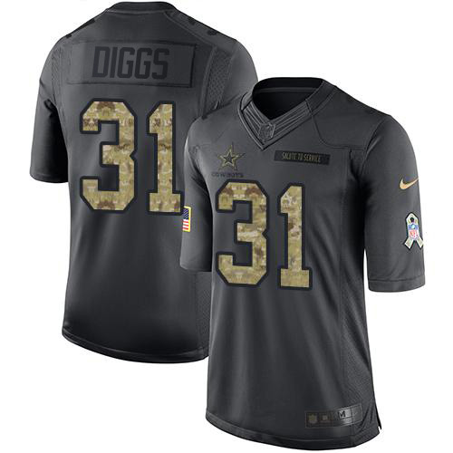 Nike Cowboys #31 Trevon Diggs Black Men's Stitched NFL Limited 2016 Salute to Service Jersey