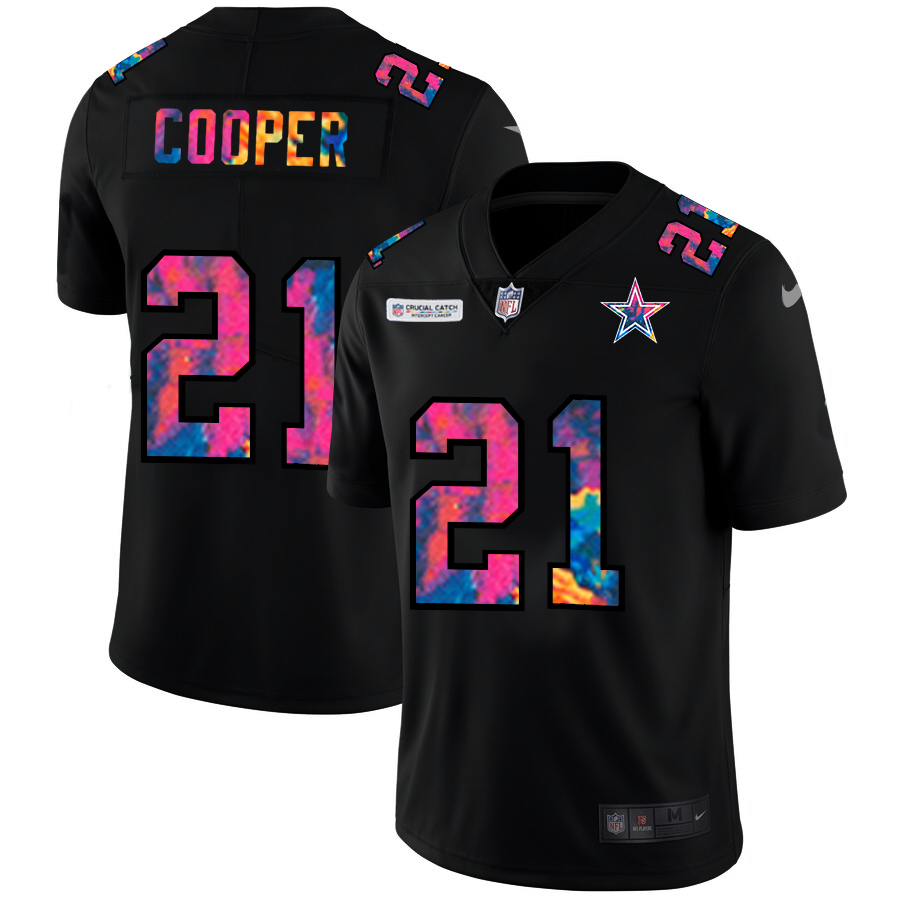 Dallas Cowboys #21 Ezekiel Elliott Men's Nike Multi-Color Black 2020 NFL Crucial Catch Vapor Untouchable Limited Jersey