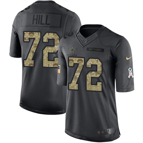 Nike Cowboys #72 Trysten Hill Black Men's Stitched NFL Limited 2016 Salute to Service Jersey