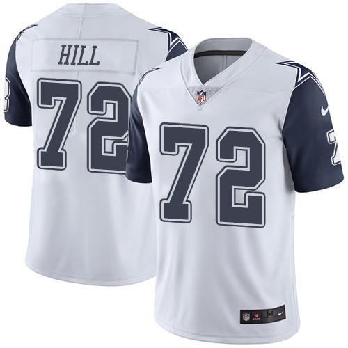 Nike Cowboys #72 Trysten Hill White Men's Stitched NFL Limited Rush Jersey