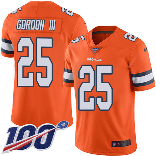 Nike Broncos #25 Melvin Gordon III Orange Men's Stitched NFL Limited Rush 100th Season Jersey