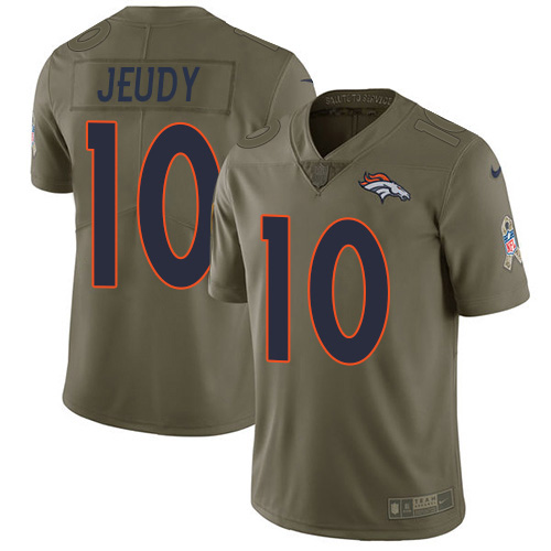 Nike Broncos #10 Jerry Jeudy Olive Men's Stitched NFL Limited 2017 Salute To Service Jersey