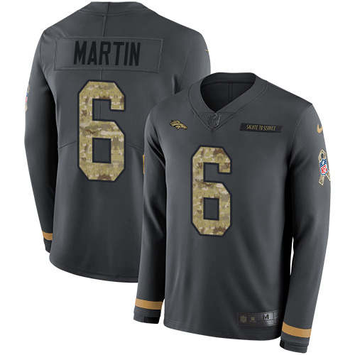 Nike Broncos #6 Sam Martin Anthracite Salute to Service Men's Stitched NFL Limited Therma Long Sleeve Jersey