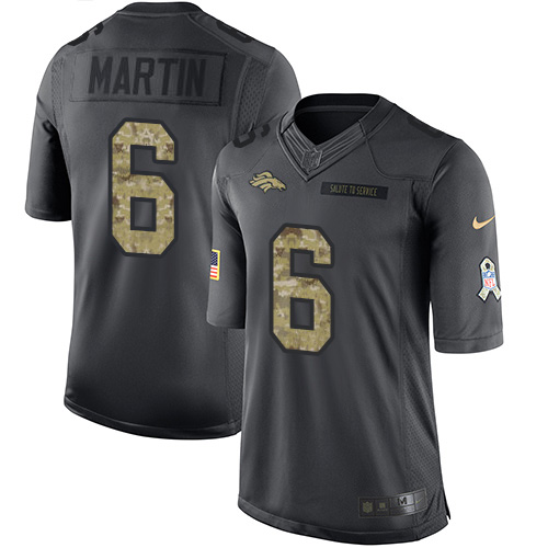 Nike Broncos #6 Sam Martin Black Men's Stitched NFL Limited 2016 Salute to Service Jersey