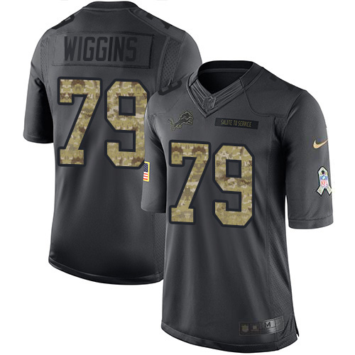 Nike Lions #79 Kenny Wiggins Black Men's Stitched NFL Limited 2016 Salute to Service Jersey