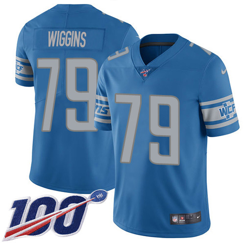 Nike Lions #79 Kenny Wiggins Blue Team Color Men's Stitched NFL 100th Season Vapor Untouchable Limited Jersey
