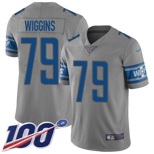 Nike Lions #79 Kenny Wiggins Gray Men's Stitched NFL Limited Inverted Legend 100th Season Jersey