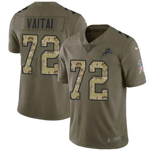 Nike Lions #72 Halapoulivaati Vaitai Olive/Camo Men's Stitched NFL Limited 2017 Salute To Service Jersey