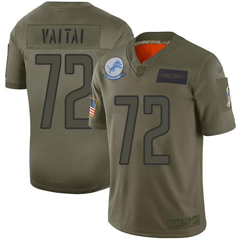 Nike Lions #72 Halapoulivaati Vaitai Camo Men's Stitched NFL Limited 2019 Salute To Service Jersey