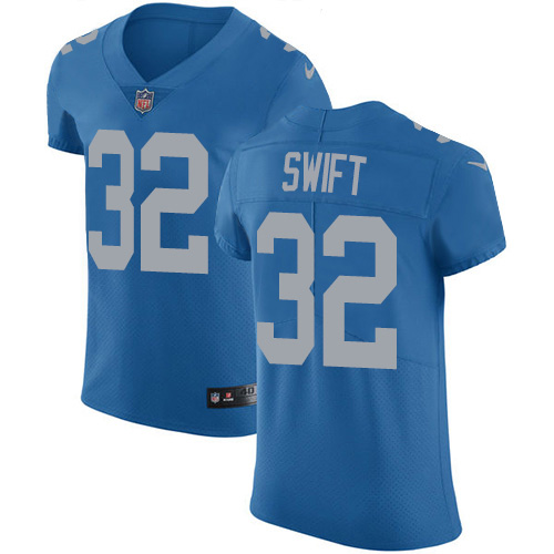 Nike Lions #32 D'Andre Swift Blue Throwback Men's Stitched NFL Vapor Untouchable Elite Jersey