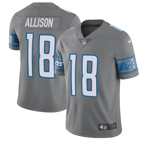 Nike Lions #18 Geronimo Allison Gray Men's Stitched NFL Limited Rush Jersey