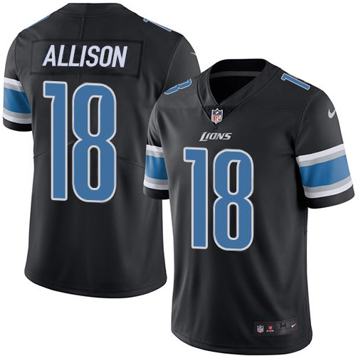 Nike Lions #18 Geronimo Allison Black Men's Stitched NFL Limited Rush Jersey