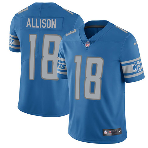 Nike Lions #18 Geronimo Allison Blue Team Color Men's Stitched NFL Vapor Untouchable Limited Jersey