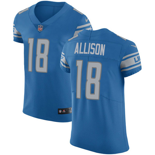 Nike Lions #18 Geronimo Allison Blue Team Color Men's Stitched NFL Vapor Untouchable Elite Jersey