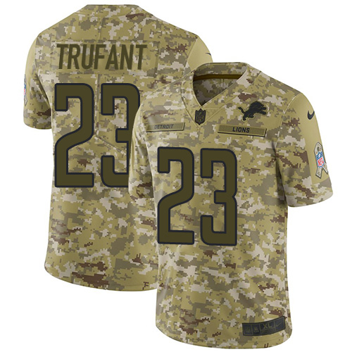 Nike Lions #23 Desmond Trufant Camo Men's Stitched NFL Limited 2018 Salute To Service Jersey