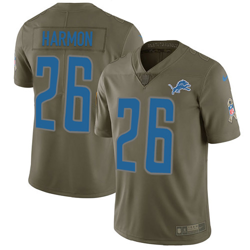 Nike Lions #26 Duron Harmon Olive Men's Stitched NFL Limited 2017 Salute To Service Jersey
