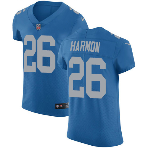 Nike Lions #26 Duron Harmon Blue Throwback Men's Stitched NFL Vapor Untouchable Elite Jersey