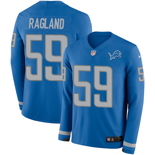 Nike Lions #59 Reggie Ragland Blue Team Color Men's Stitched NFL Limited Therma Long Sleeve Jersey