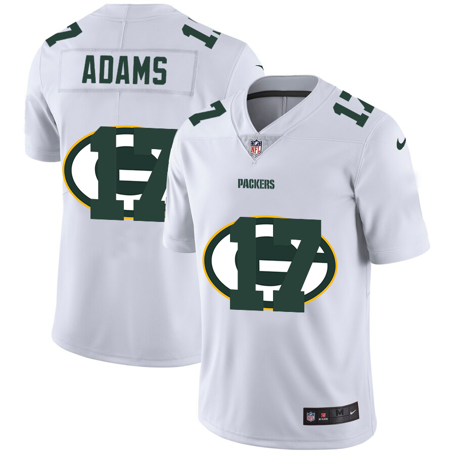Green Bay Packers #17 Davante Adams White Men's Nike Team Logo Dual Overlap Limited NFL Jersey