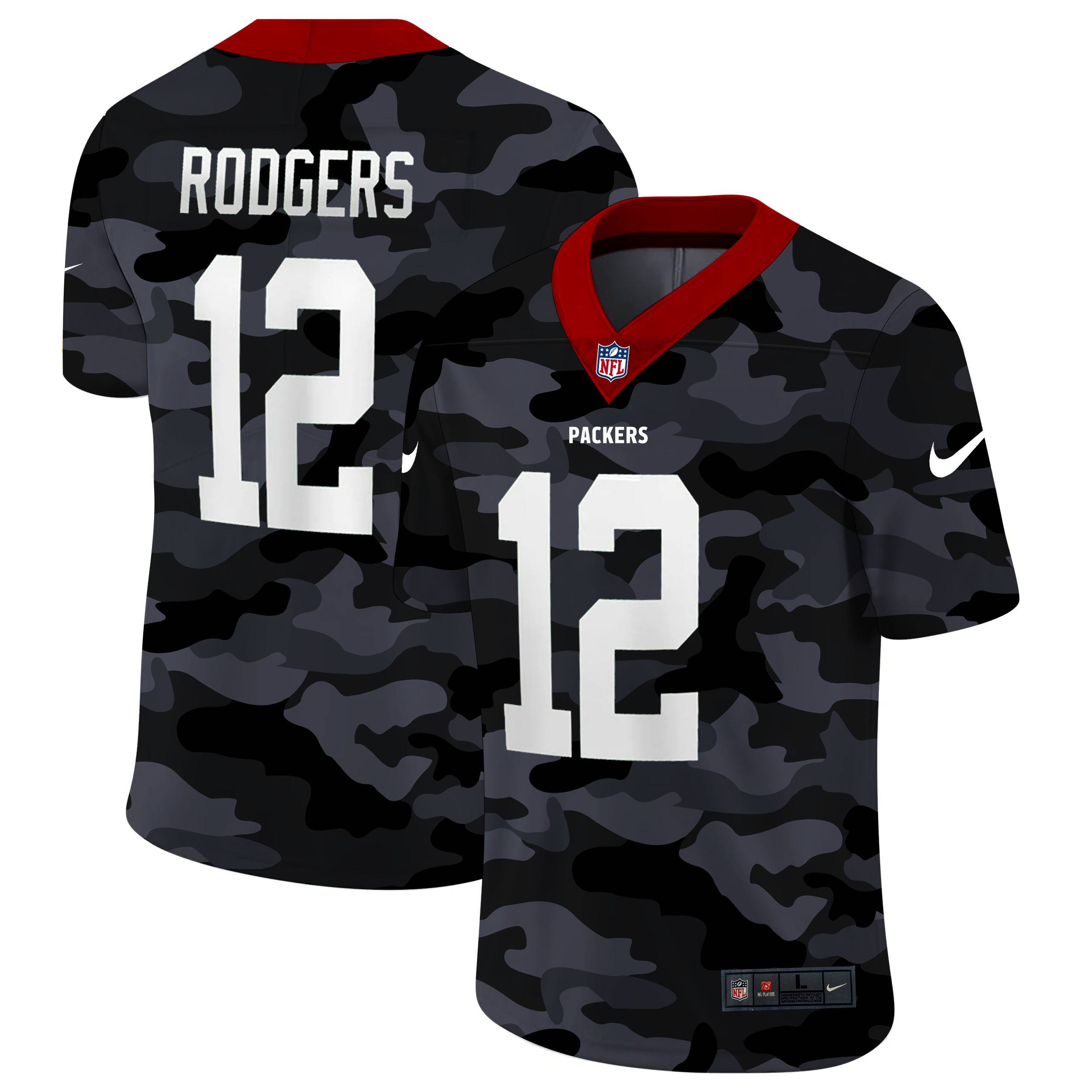 Green Bay Packers #12 Aaron Rodgers Men's Nike 2020 Black CAMO Vapor Untouchable Limited Stitched NFL Jersey