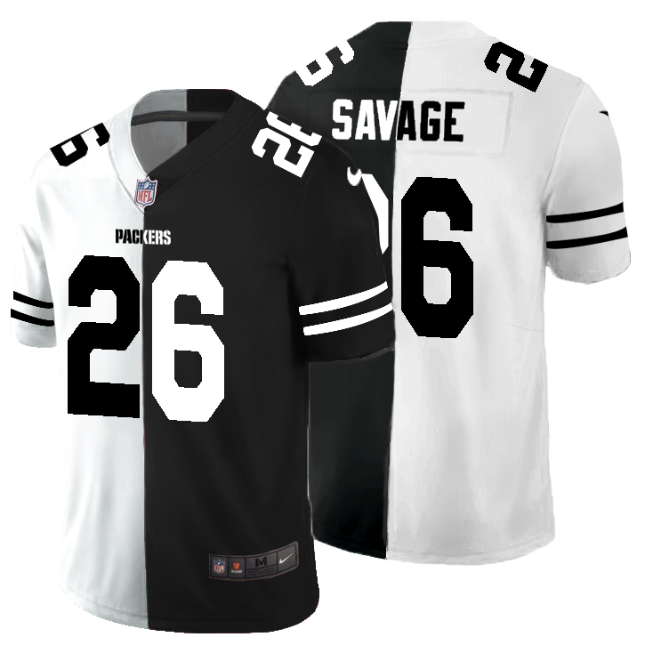 Green Bay Packers #26 Darnell Savage Jr. Men's Black V White Peace Split Nike Vapor Untouchable Limited NFL Jersey
