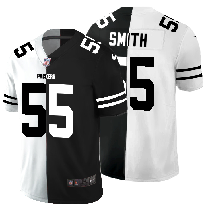 Green Bay Packers #55 Za'Darius Smith Men's Black V White Peace Split Nike Vapor Untouchable Limited NFL Jersey