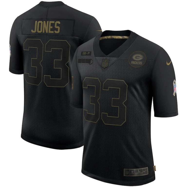 Green Bay Packers #33 Aaron Jones Nike 2020 Salute To Service Limited Jersey Black