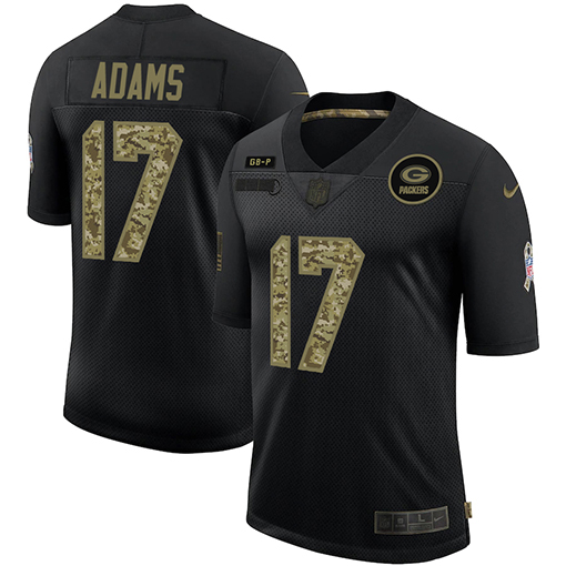 Green Bay Packers #17 Davante Adams Men's Nike 2020 Salute To Service Camo Limited NFL Jersey Black