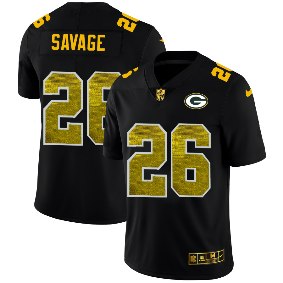 Green Bay Packers #26 Darnell Savage Jr. Men's Black Nike Golden Sequin Vapor Limited NFL Jersey