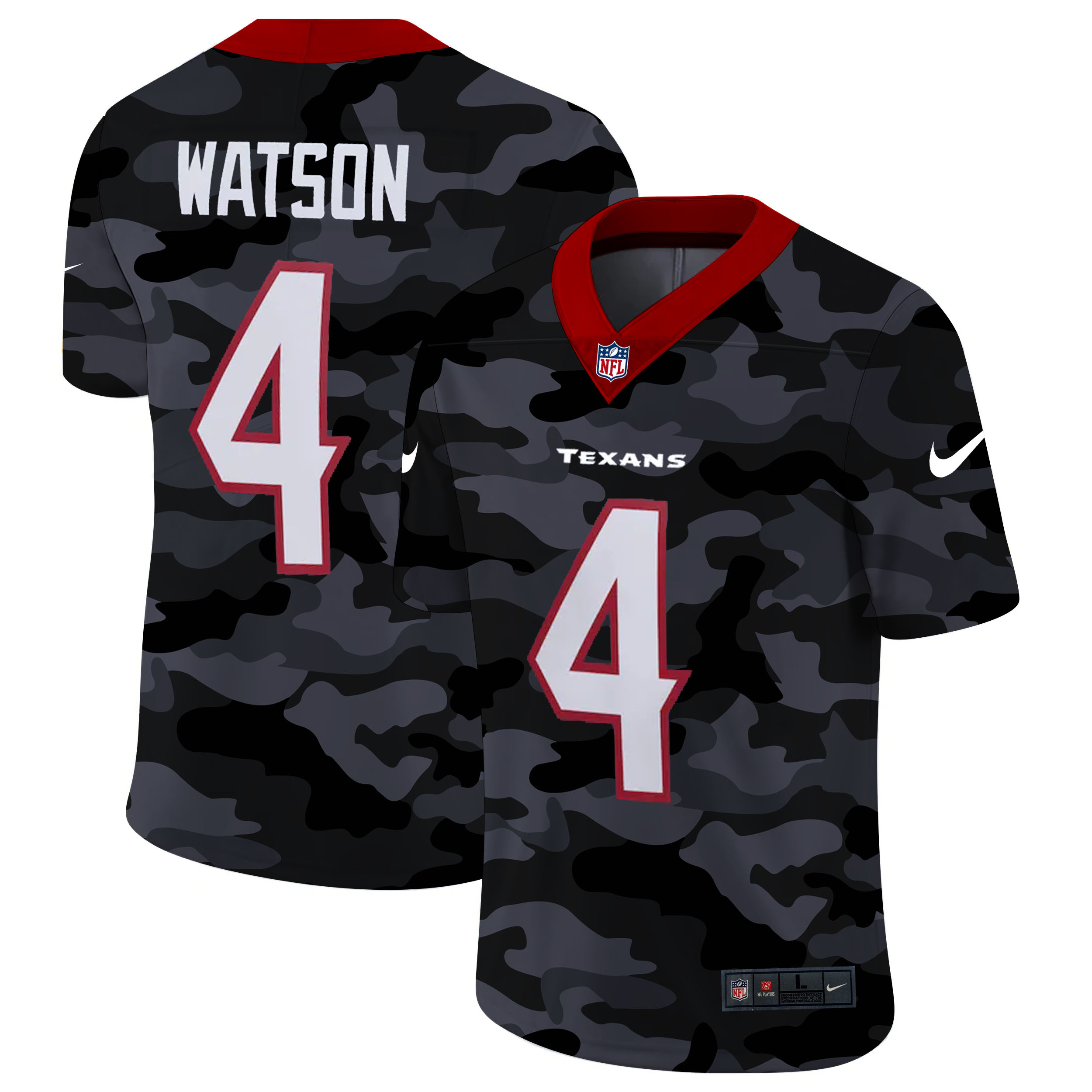 Houston Texans #4 Deshaun Watson Men's Nike 2020 Black CAMO Vapor Untouchable Limited Stitched NFL Jersey