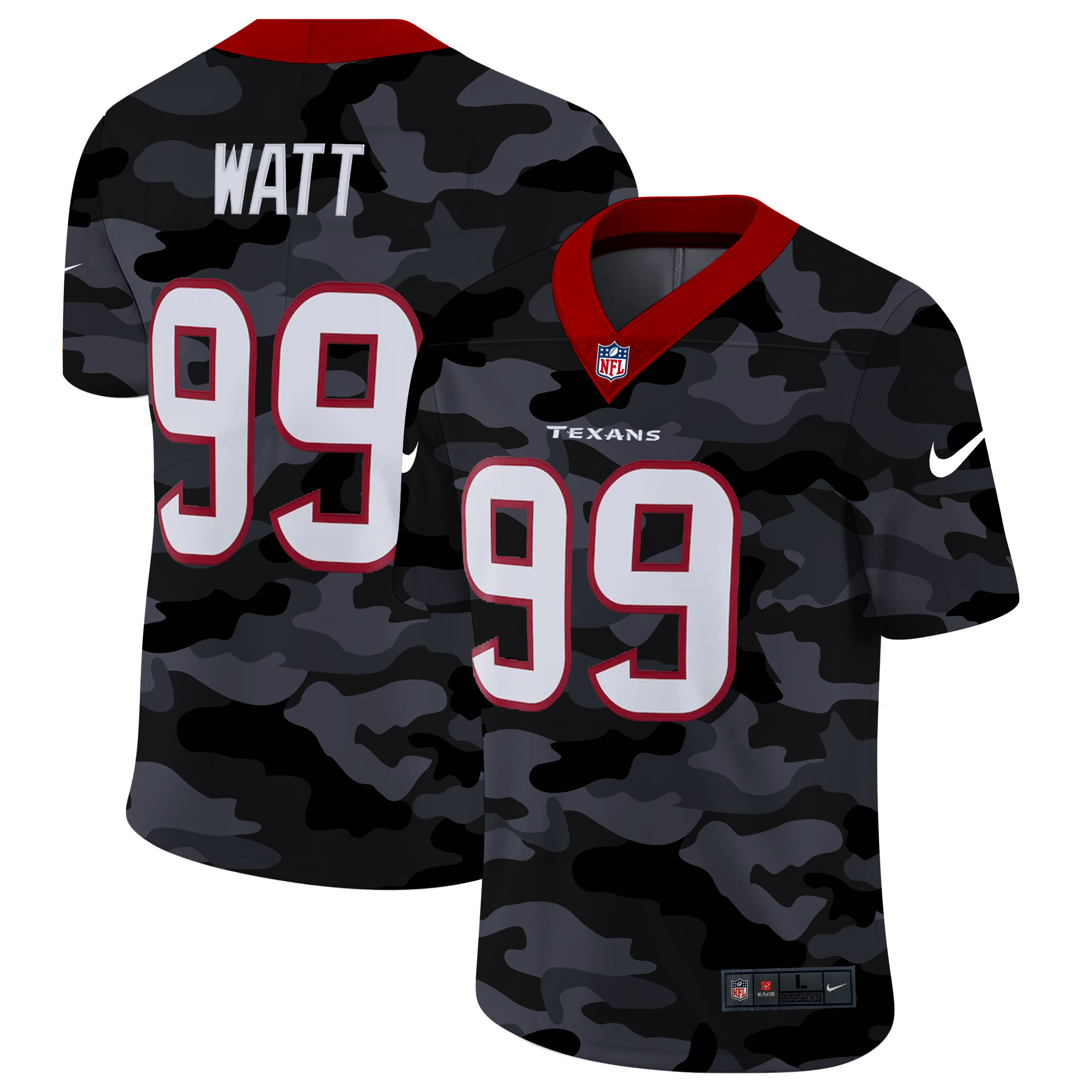 Houston Texans #99 J.J. Watt Men's Nike 2020 Black CAMO Vapor Untouchable Limited Stitched NFL Jersey