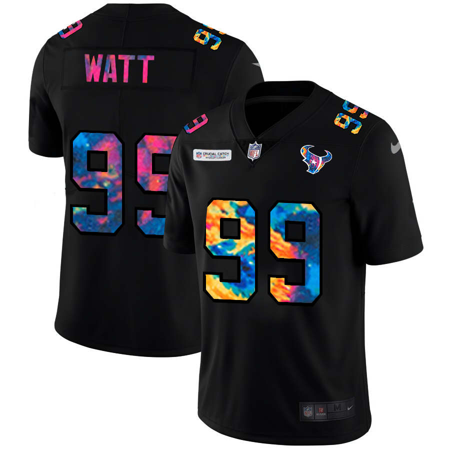 Houston Texans #99 J.J. Watt Men's Nike Multi-Color Black 2020 NFL Crucial Catch Vapor Untouchable Limited Jersey