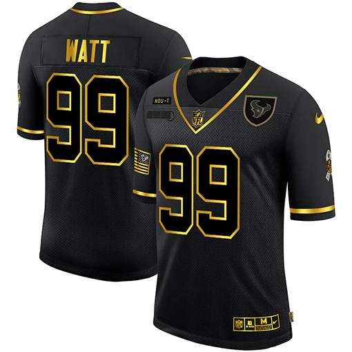 Houston Texans #99 J.J. Watt Men's Nike 2020 Salute To Service Golden Limited NFL Jersey Black