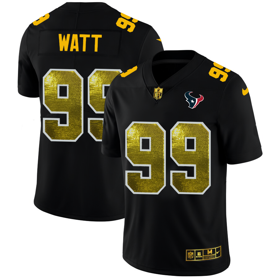 Houston Texans #99 J.J. Watt Men's Black Nike Golden Sequin Vapor Limited NFL Jersey