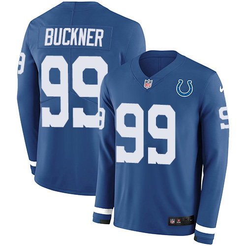 Nike Colts #99 DeForest Buckner Royal Blue Team Color Men's Stitched NFL Limited Therma Long Sleeve Jersey