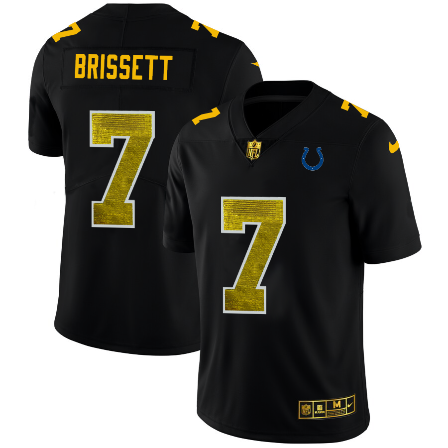 Indianapolis Colts #7 Jacoby Brissett Men's Black Nike Golden Sequin Vapor Limited NFL Jersey