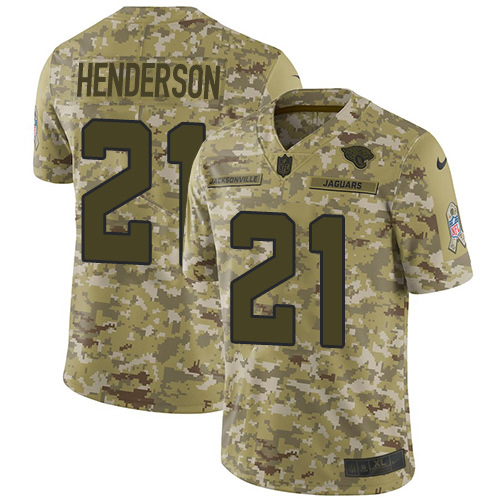 Nike Jaguars #21 C.J. Henderson Camo Men's Stitched NFL Limited 2018 Salute To Service Jersey