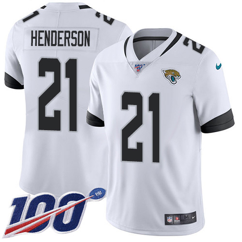 Nike Jaguars #21 C.J. Henderson White Men's Stitched NFL 100th Season Vapor Untouchable Limited Jersey
