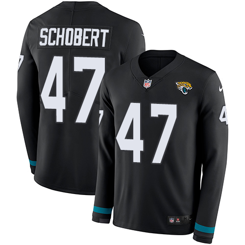 Nike Jaguars #47 Joe Schobert Black Team Color Men's Stitched NFL Limited Therma Long Sleeve Jersey