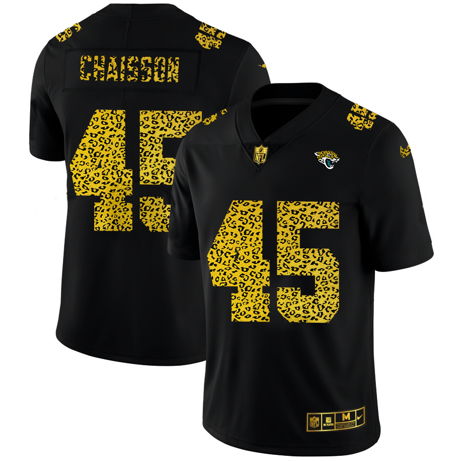 Jacksonville Jaguars #45 K'Lavon Chaisson Men's Nike Leopard Print Fashion Vapor Limited NFL Jersey Black