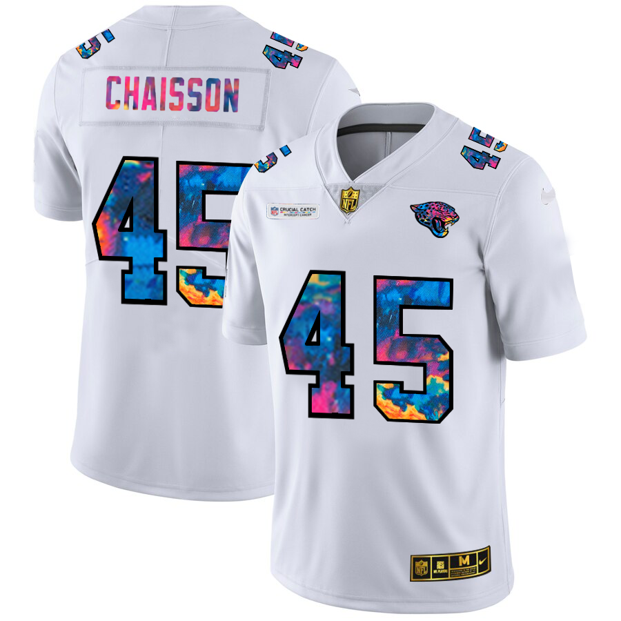 Jacksonville Jaguars #45 K'Lavon Chaisson Men's White Nike Multi-Color 2020 NFL Crucial Catch Limited NFL Jersey
