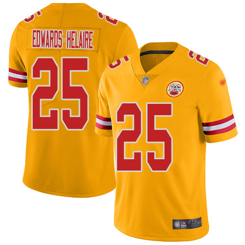 Nike Chiefs #25 Clyde Edwards-Helaire Gold Men's Stitched NFL Limited Inverted Legend Jersey
