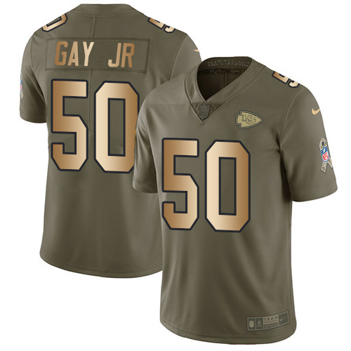 Nike Chiefs #50 Willie Gay Jr. Olive/Gold Men's Stitched NFL Limited 2017 Salute To Service Jersey